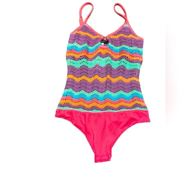 FOREVER 21 New Look Crochet multicolored bodysuit Size Small - Picture 2 of 5